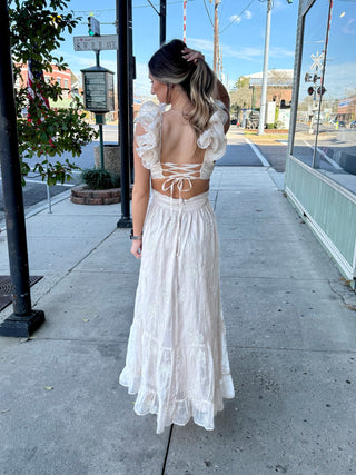 Champagne White Floral Dress
