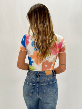 Floral Mesh Cropped Top