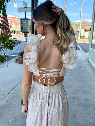 Champagne White Floral Dress