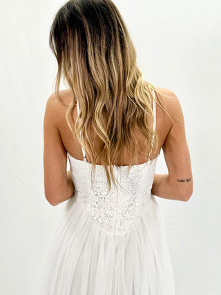 White Embroidery Skirt Midi Dress