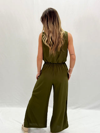 Two Piece Olive Sleeveless Set