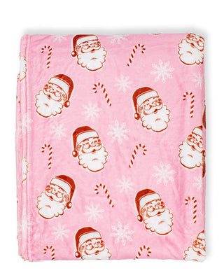 Candy Cane Santa Pink Throw