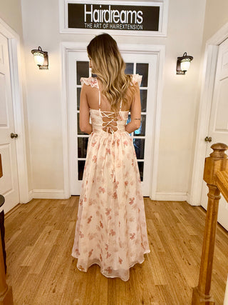 Pink Red Floral Print Dress