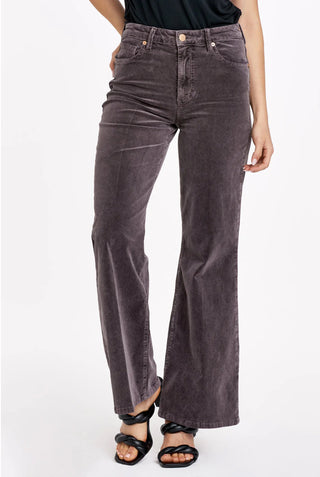 High rise wide leg corduroy espresso colored pants