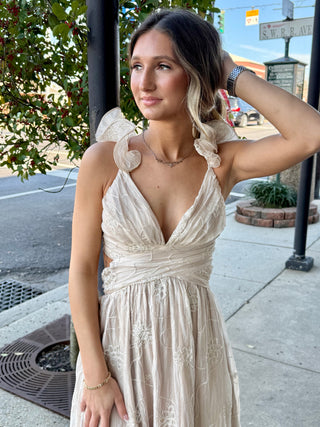 Champagne White Floral Dress