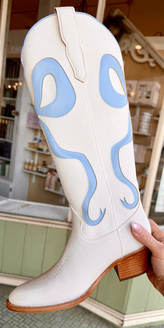Isadora White Blue Boots