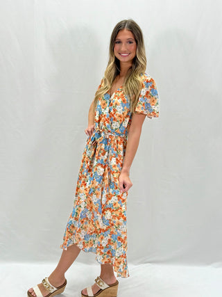 Flower Ruffled Yellow Dress
