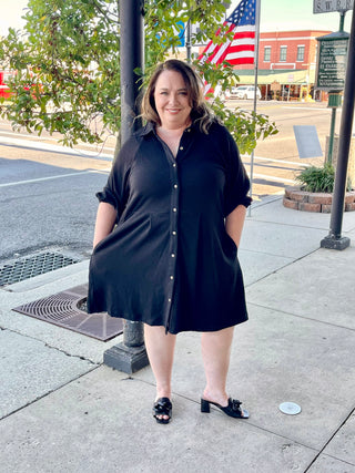 Black button down dress