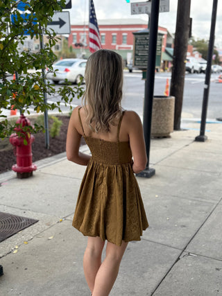 Sweet Olive Bubble Mini Dress