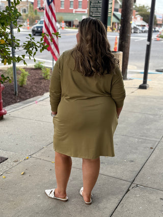 French Terry Olive Meadow Dress