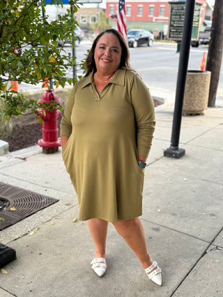 French Terry Olive Meadow Dress
