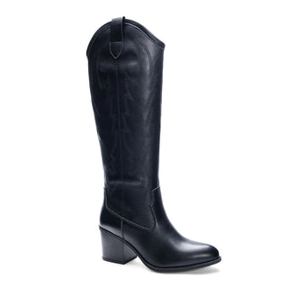 Black tall cowboy boots