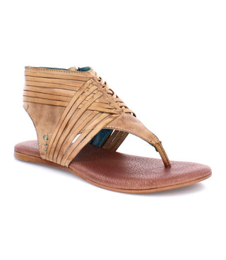 Oat colored leather weft sandals