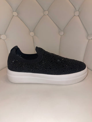 black slip on rhinestone sneakers