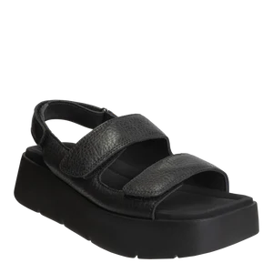 Black sandals, with platform and velcro straps