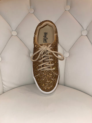 HeyGirl by Corkys Bedazzle Gold Rhinestones Sneakers