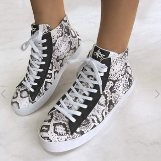 Snake skin high top sneakers