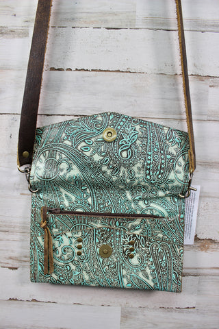 Jordon Teal Paisley Cross Body Purse