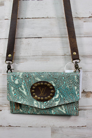 Jordon Teal Paisley Cross Body Purse