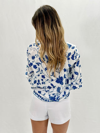 Floral Print White Blouse