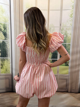 Flower Stripe Bubble Romper