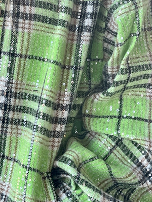 Green Sequin Plaid Shacket