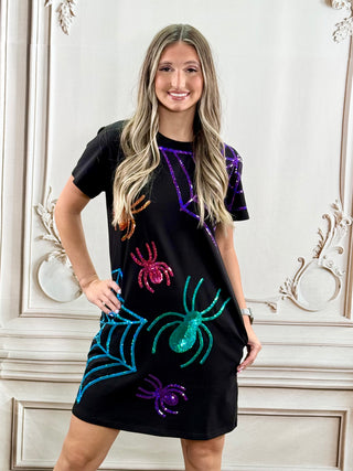 Halloween Spider Web Sequin Dress