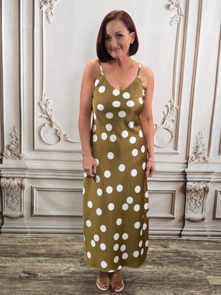Brown White Polka Dot Dress