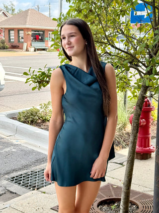 Hunter Green Satin Mini Dress