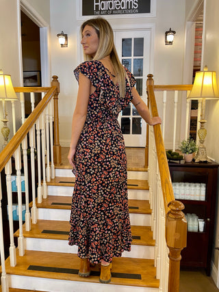 Navy Ditsy Wrap Dress