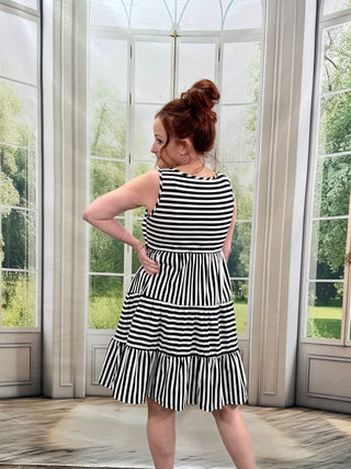 Loose Fit Black Stripe Mini Dress