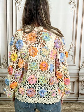 Multicolor Floral Crochet Cardigan