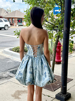 Ice Blue Floral Corset Homecoming