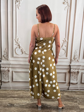 Brown White Polka Dot Dress