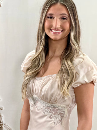 Satin Champagne Midi Dress