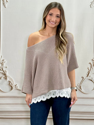 Mocha White Twofer Sweater