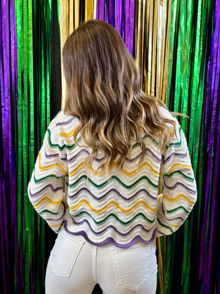 Mardi Gras Wave Cardigan