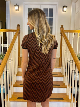 Rust Black Chevron Dress