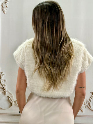 Fuzzy Cream Vest