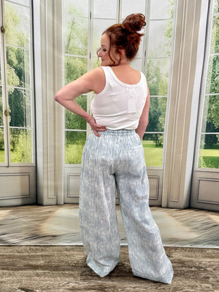 Blue Stripe Relaxed Fit Pants