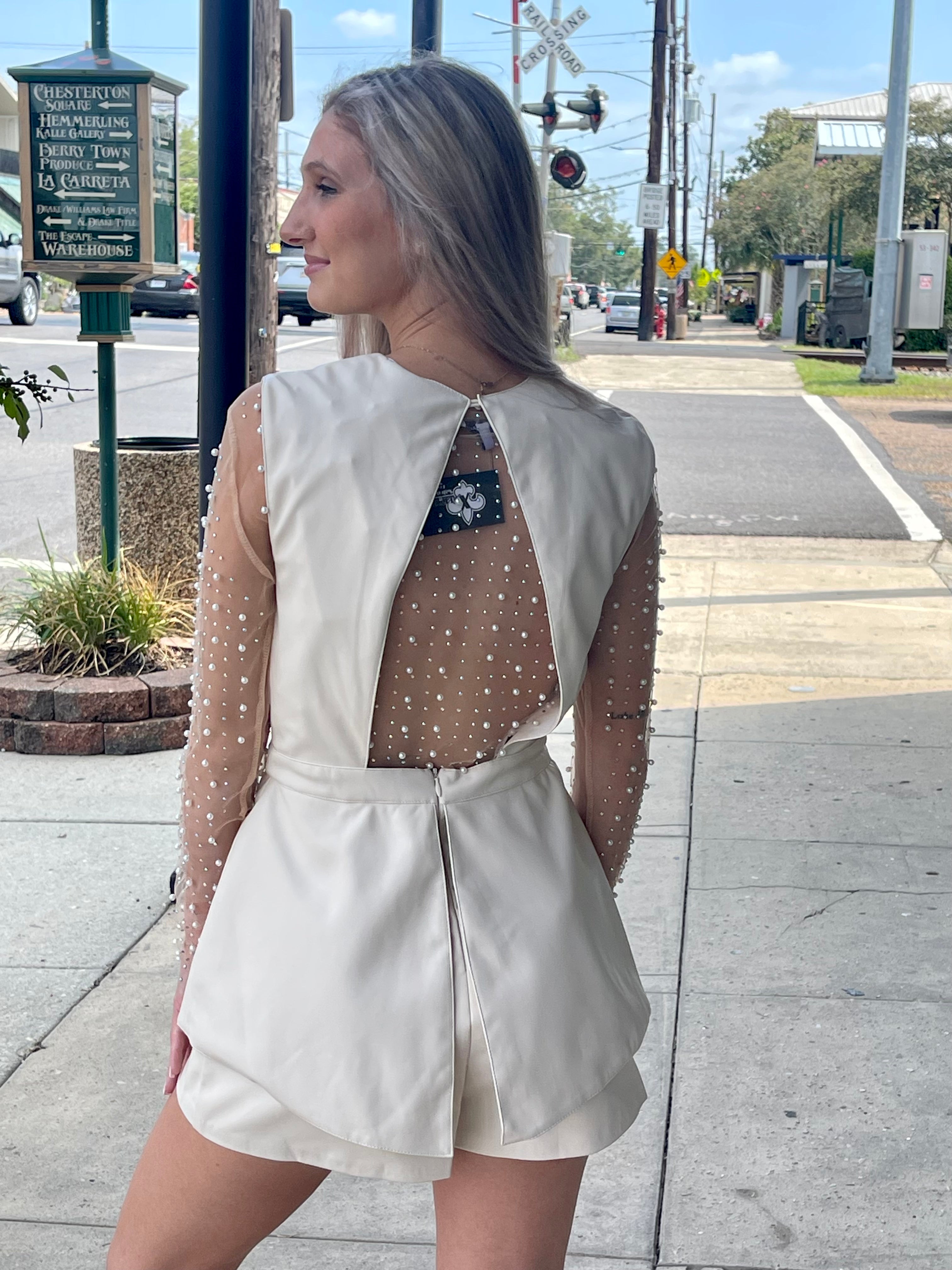 Ecru Open Back Romper