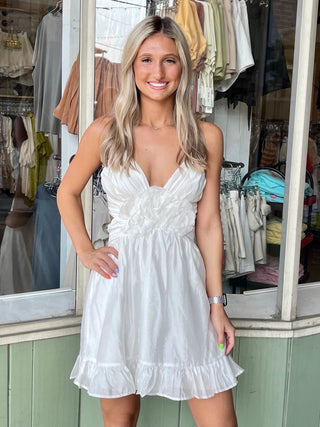 White Flower Accent Dress