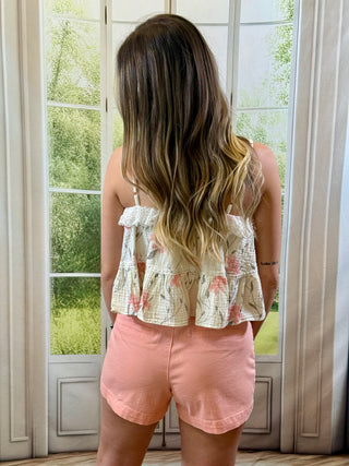 Ivory Floral Sleeveless Top