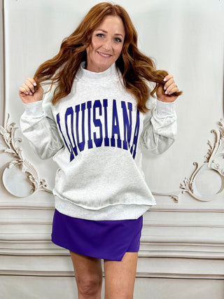 Louisiana/Tiger Light Grey/White Reversible Sweatshirt
