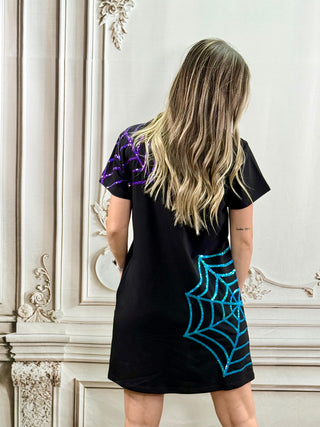Halloween Spider Web Sequin Dress