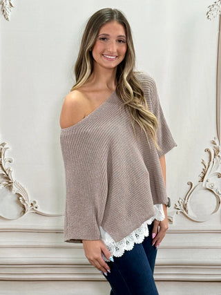 Mocha White Twofer Sweater