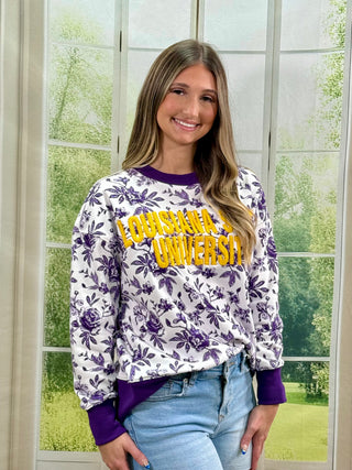 LSU Floral Toile Sweatshirt