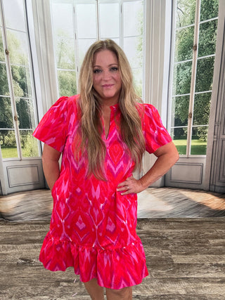 Celeste Red Pink Mini Dress
