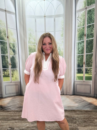 Puff Sleeve Light Pink Dress