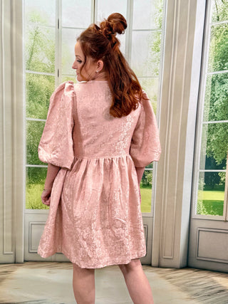 Textured Dusty Pink Rose Mini Dress